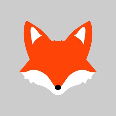 Şirin tilki, soyut minimalist tilki, çizgi film tilkisi, basit tilki, tilki kafası, tilki ikonu