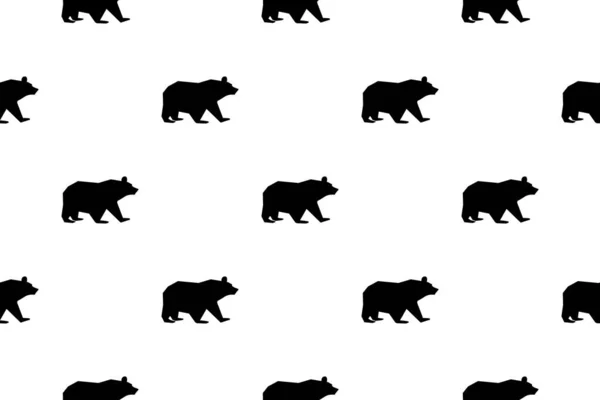 Bärensilhouette Nahtloses Muster Niedlicher Bär Einfacher Bär — Stockvektor