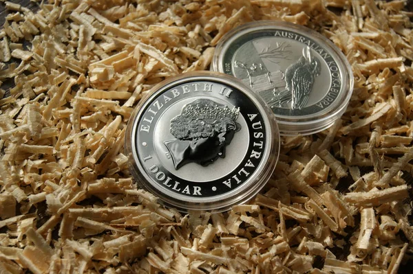 Australische Dollar Zilveren Munt Zuiver Zilveren Investeringsmunt — Stockfoto