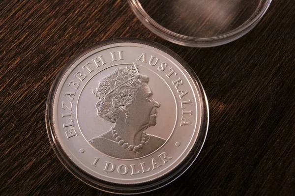 Australská Dolar Stříbrná Mince Čisté Stříbro Investiční Mince Austrálie 2023 — Stock fotografie