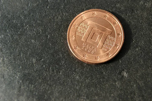Malta Euro Cent Coin Obverse Dinheiro Europeu — Fotografia de Stock