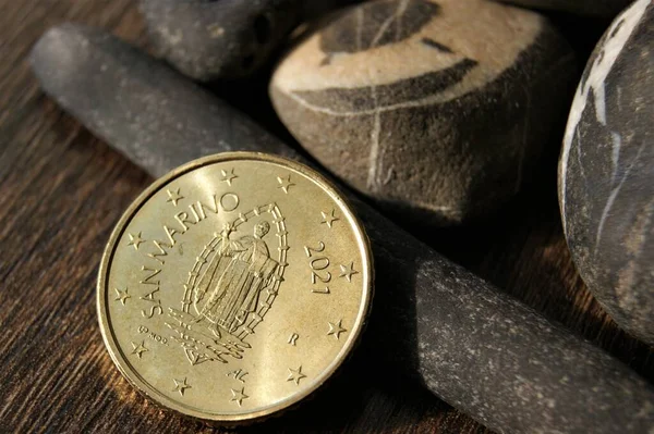 Κέρμα Ευρώ Του Αγίου Μαρίνου 2021 Ευρωπαϊκό Νόμισμα — Φωτογραφία Αρχείου