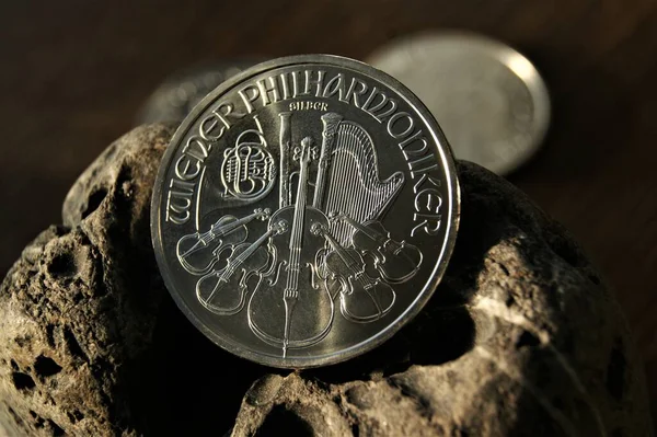 Rakouská Stříbrná Mince Euro Vienna Philharmonic Investiční Mince — Stock fotografie