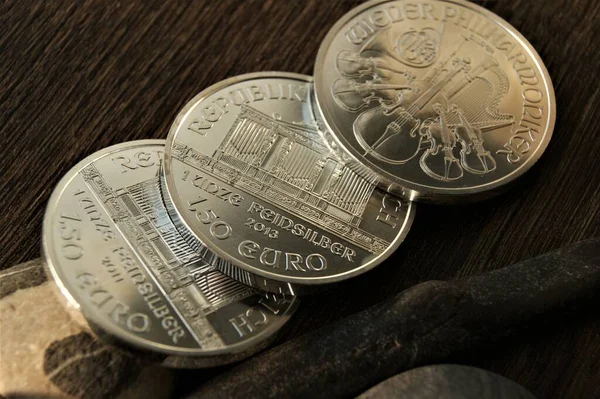Інвестиційні Монети Австрійська Срібна Монета Євро Філармонія Відня — стокове фото