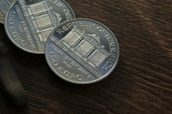 Αυστριακά Αργυρά Νομίσματα Φιλαρμονική Βιέννης 2011 Κέρματα Επενδύσεων — Φωτογραφία Αρχείου