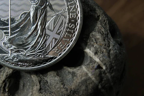 Λίβρες Britania Λεπτό Ασημένιο Νόμισμα 2021 Ένα Νόμισμα Του Ηνωμένου — Φωτογραφία Αρχείου