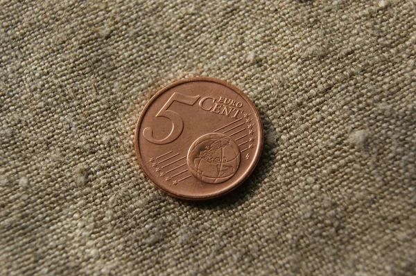 Євро Лляній Тканині Монета Доказів — стокове фото