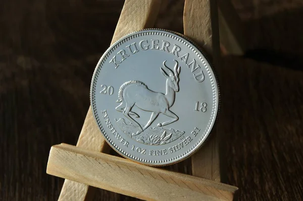 Ωραίο Ασημένιο Νόμισμα Silver Krugerrand Rand 2018 Νότια Αφρική — Φωτογραφία Αρχείου