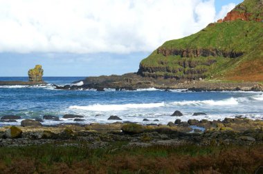 Giant 's Causeway Sahili, Atlantik Okyanusu Bushmills, Kuzey İrlanda 