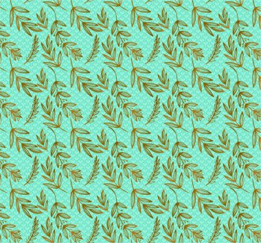 Yeşil yaprakları gelen Dikişsiz desen
