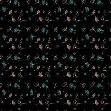 Elle çizilmiş renksiz desenli vektörler, renkli kelebekler ve çiçekler.