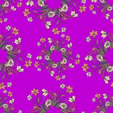 Pembe ve mor renklerde kusursuz arkaplan deseni. vektör illüstrasyonu.