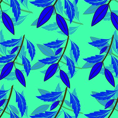 Tropikal yaprakların kusursuz deseni. Vektör illüstrasyonu