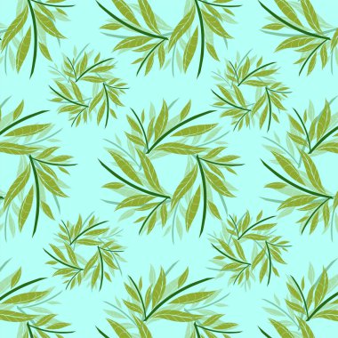 Suluboya kusursuz desen bırakır. Yaprak ve yapraklarla el boyaması botanik arka plan