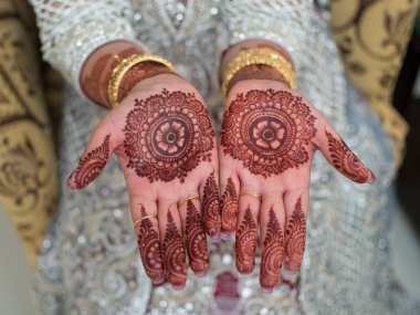 Eller veya eller için popüler Mehndi tasarımlar Mehandi Hint gelenekleri ile boyalı