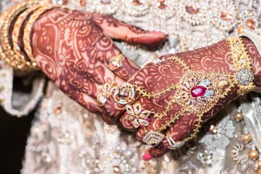 Eller veya eller için popüler Mehndi tasarımlar Mehandi Hint gelenekleri ile boyalı