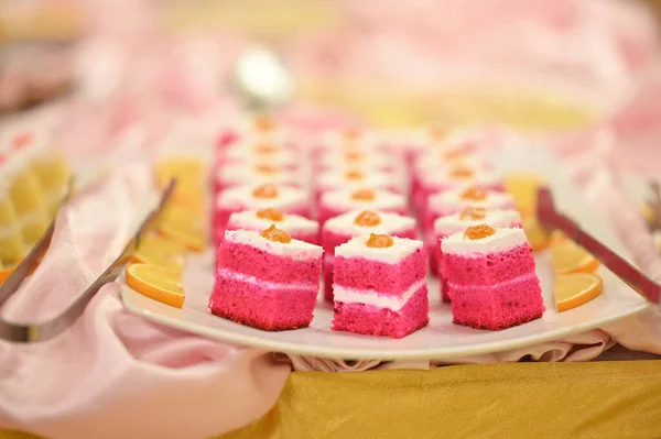 close-up of desserts with fruits in tray