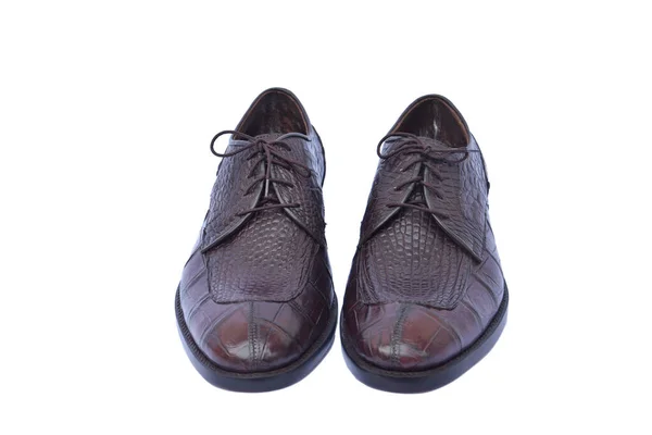 Pantofi Piele Sex Masculin Aproape Izolat Alb — Fotografie, imagine de stoc