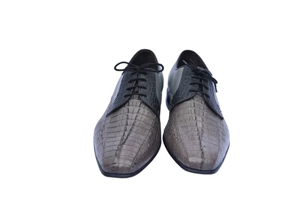 Sapatos Couro Masculino Close Isolado Branco — Fotografia de Stock