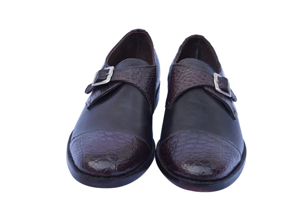 Zapatos Cuero Masculino Cerca Aislado Blanco —  Fotos de Stock