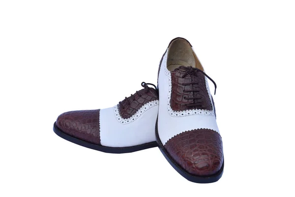 Zapatos Cuero Masculino Cerca Aislado Blanco —  Fotos de Stock