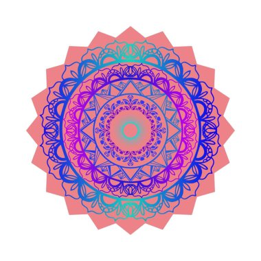 Mandala yuvarlak süsü. Hint deseninin dekoratif elementi. Vektör çizimi. Bardak altlığı tasarımı, nakış deseni.