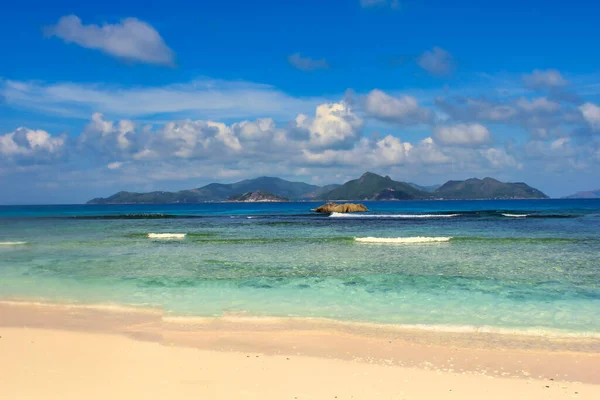Голубые Воды Пляжей Анс Реюньон Острове Дигю Сейшельские Острова — стоковое фото