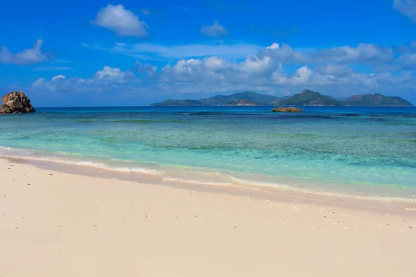 Las Aguas Azules Las Playas Anse Reunion Digue Island Seychelles — Foto de Stock
