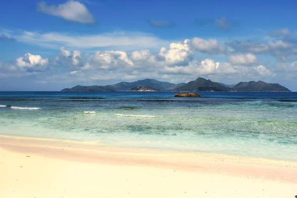 Голубые Воды Пляжей Анс Реюньон Острове Дигю Сейшельские Острова — стоковое фото