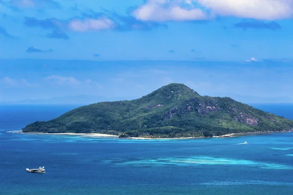 Vista Isla Santa Ana Desde Mirador Misere Isla Mahe Seychelles — Foto de Stock
