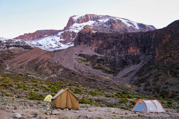 Kilimanjaro 'nun Kibo Zirvesi deniz seviyesinden 3900 metre yükseklikteki Barranco kampından görüldü.