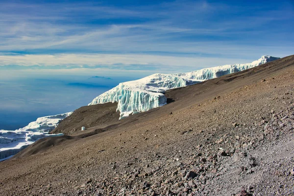 stock image Rebmann Glacier south facing view from the Kibo crater rim on Kilimanjaro, Tanzania