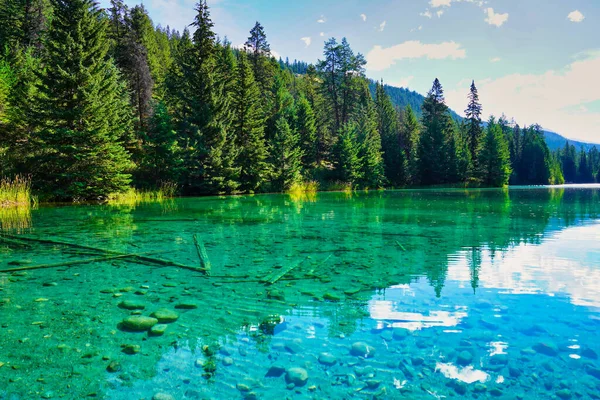 Smaragdzöld Árnyalatai Vizeinek Tavak Völgyében Kirándulás Jasper Közelében Kanada Sziklás — Stock Fotó