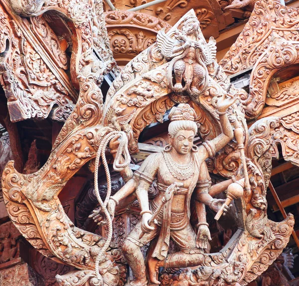 Varuna Hindu God Sculpture Sur Bois Sanctuaire Vérité Pattaya Thaïlande — Photo