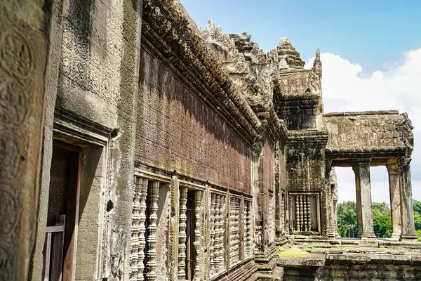 Stenhuggna Fönsterbalster Vid Angkor Wat Anläggningen Siem Reap Kambodja Asien — Stockfoto