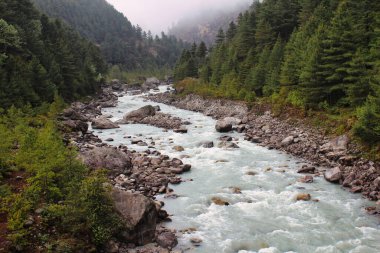 Büyük Himalaya nehri - Dudh Kosi, Cho Oyu ve Everest Khumbu 'daki buzullardan başlar ve 1000 km' den fazla yol katederek Phakding, Nepal 'deki Bengal Körfezi' ne ulaşır.