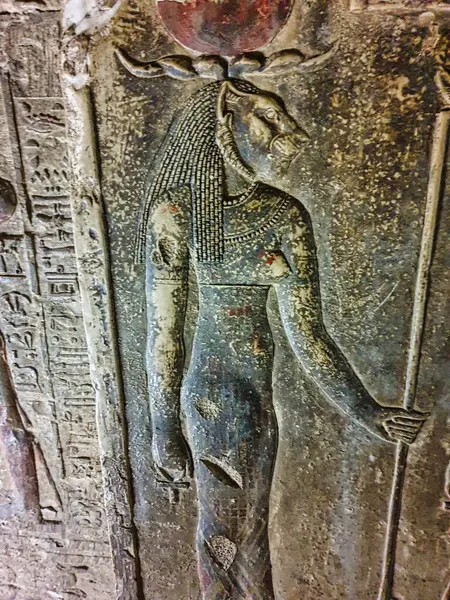 Close Ram Head God Khnum Crypts Temple Hathor Dendera Completed Stock Snímky
