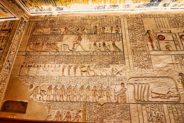 Amduat 'ın altıncı, yedinci ve sekizinci saatlerinden kalma sahnelerle duvarlar, Krallar Vadisi, Luxor, Mısır' da Krallar Vadisi, VI.