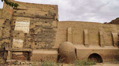 Exterior view of the brick walls one of the older monuments near the Ben Ezra synagogue in the Coptic section of historic Cairo,Egypt clipart