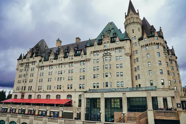 stock image Historic Fairmont Chateau Laurier,5-star hotel built in revivalist French Renaissance style with the neo-Gothic vertical lines, similar to the Parliament Buildings in downtown Ottawa,Ontario,Canada