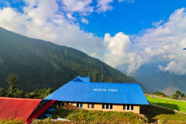 A Nepali government run health check post in the village of Paiya,near Lukla,Nepal clipart