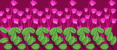 Pembe çiçekli parlak yeşil yaprak