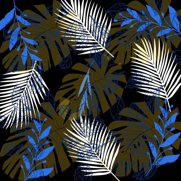 Modische Nahtlose Tropische Muster Mit Hellen Pflanzen Und Blättern Hintergrund — Stockfoto
