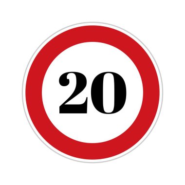 20 hız levhası, kontrol için yol kenarı levhası. Yol güvenliği, 20 hız.