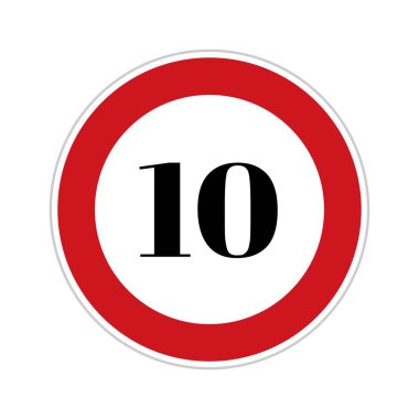 10 hız levhası, kontrol hızı için yol kenarı levhası. Yol güvenliği, 10 vites.