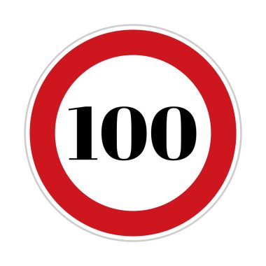 100 hız levhası, kontrol için yol kenarı levhası. Yol güvenliği, 100 hız, Tehlike Bölgesi, yüksek hız