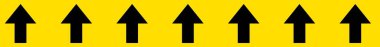 Black arrows in continuous order on yellow background. Arrows direction sign horizontal tape. clipart