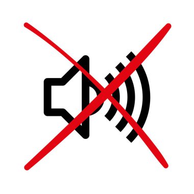 No sound or mute sign isolated on white background. Double red cross sign on volume sign. Mute symbol. No audio clipart