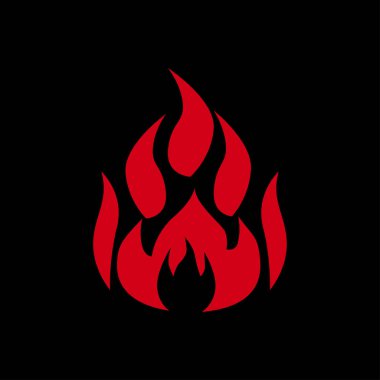 ateş logosu tasarımı siluet ikon vektör çizimi siyah arkaplanda izole
