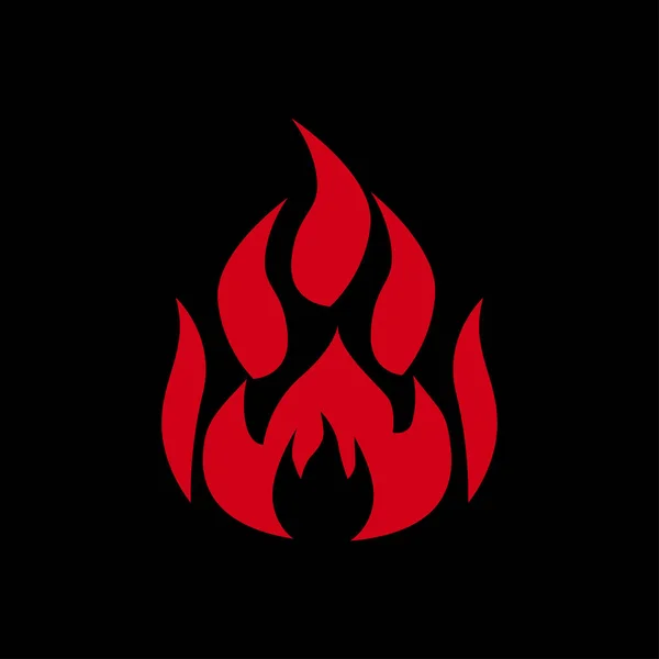 Foc Logo Design Silueta Icon Vector Ilustrare Izolat Fundal Negru — Vector de stoc